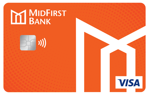 Solid orange contactless Visa secured credit card with the East First Bank logo and a chip